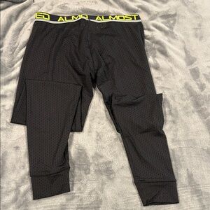 Andrew Christian Black Mesh Leggings with Yellow Waistband